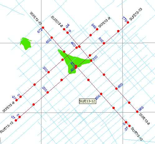 2D basemap showing line and shotpoint labelling