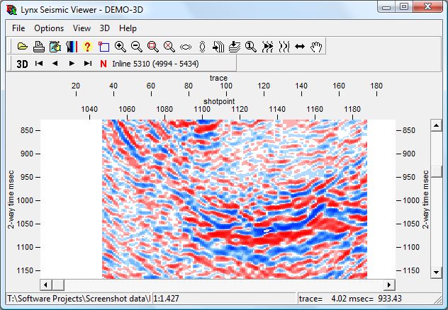 SeisView 3D inline example